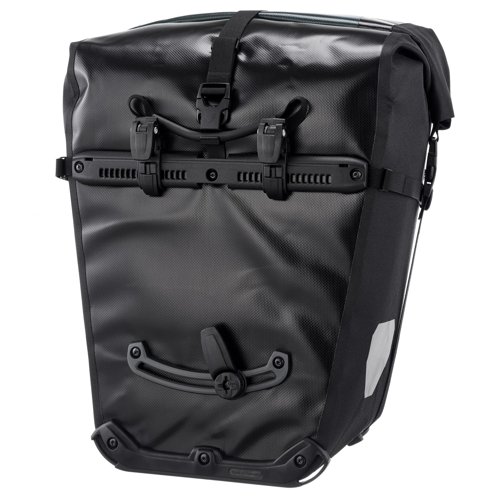 Rückansicht der ORTLIEB Back-Roller XL QL2.2 in red-black mit Quick-Lock2.2 Befestigungssystem