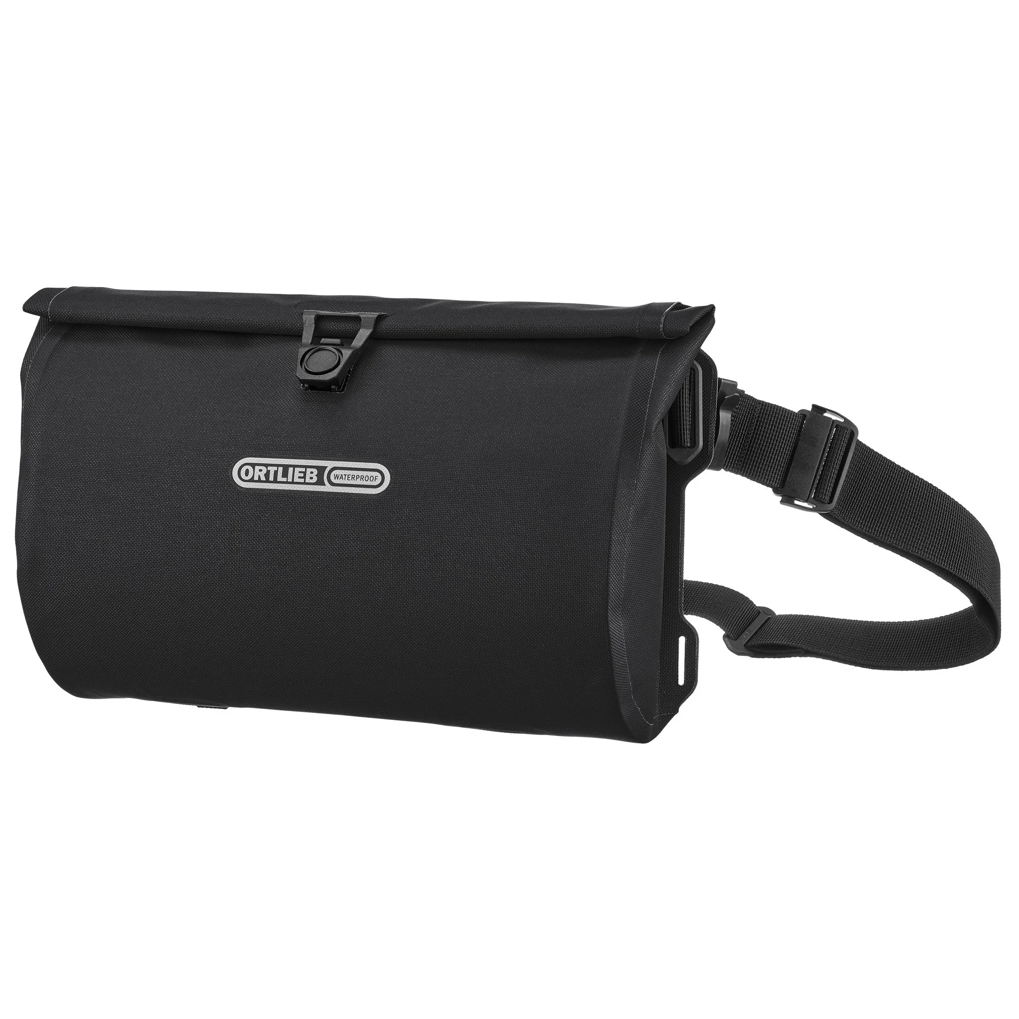 Seitenansicht der ORTLIEB Velo-Sling Flex in black 2.5 Liter mit verstellbarem Schultergurt